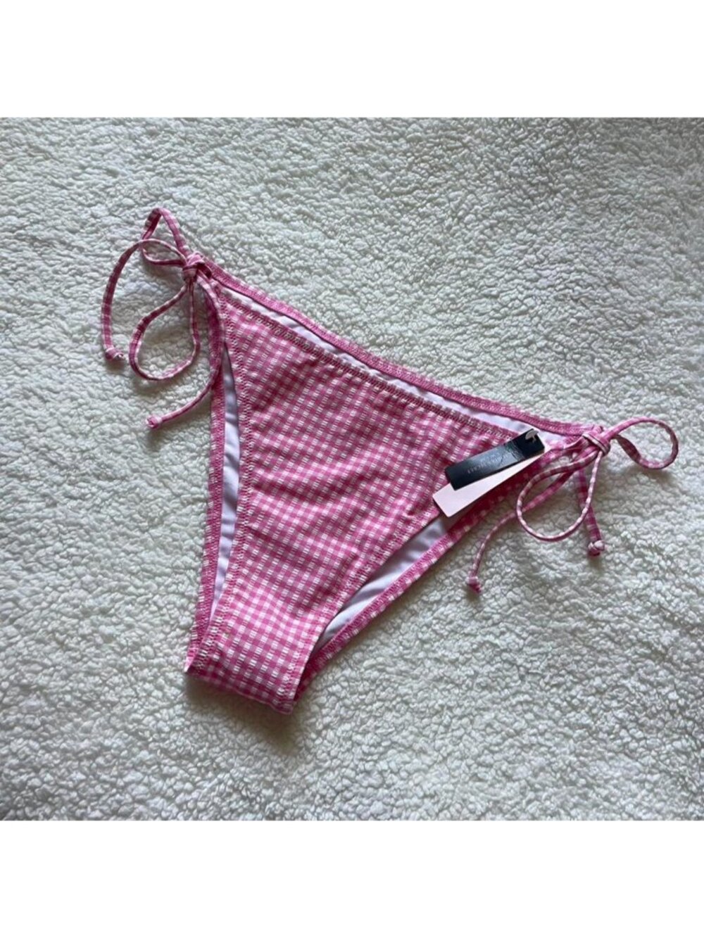 Victoria's Secret pink gingham strappy bikini bottoms